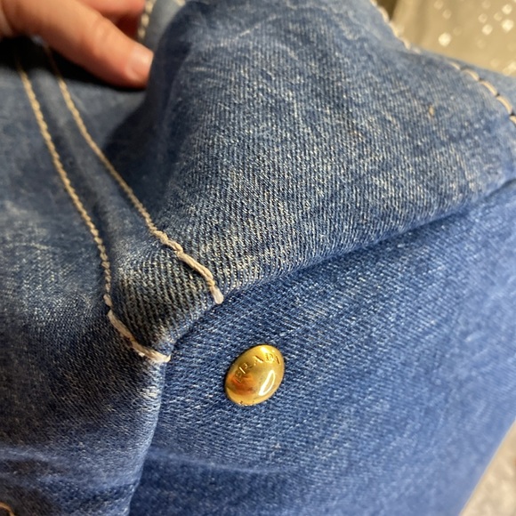 PRADA Canapa Large Denim Tote Hand Bag and Cards - Picture 2 of 13